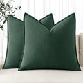 MIULEE Decorative Linen Pillow Covers 20x20 Inch Dark Green Boho Farmhouse Neutral Couch Throw Pillows for Bed Pack of 2 Accent Modern Pillowcase Sofa Livingroom Home Decor