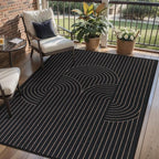 Tangsoo Black Easy Jute 3x5 Outdoor Rug for Living Room,Washable Non Slip Rubber Backing Thin Indoor Geometric Area Rug,Boho Farmhouse Throw Carpet for Front Porch Patio Entryway Balcony