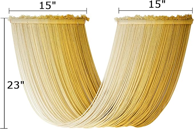 Macrame Wall Hanging Yellow Dip Dyed Fiber Yarn Wall Art Macrame Wall Decor Boho Wall Decor Handmade Craftsmanship 15.7" Wx 47.2" L