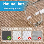 10ft Natural Jute Hallway Runner Rug Non Slip Washable, Rubber Backed Long Khaki Indoor Entryway Runner, Absorbent Kitchen Carpet Sink Rug