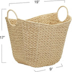 Household Essentials Cream Paper Rope Basket with Handles, Natural Woven Storage Basket