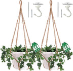 2 Pack Giant XXL 55 Inches Macrame Planter Hanger Large for 15 inch Pot + Swag Hook | Extra Large Hanging Planter for Indoor Plants | No Pot/Plant Included (XXL Jute)