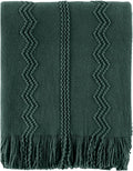 BATTILO HOME Christmas Décor Green Throw Blanket with Fringe, Geometric Bed Throws Dark Green Throws Decorative Throw Blanket for Couch, 50"x60"