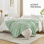 lifein Throw Blanket for Couch-Sage Green Boho Throw Blanket, Soft Fleece Plush Lightweight Blankets&Throws for Spring, Fuzzy Decorative Blankets for Livingroom Bed Sofa Chair (50x60, Sage Green)