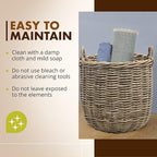 KOUBOO Rattan Kobo Round Storage Basket, Handwoven Rattan Basket with Handles, Organization & Home Decor for Storage, Gray-Brown