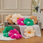 Large 21.6" Peach Flower Pillow Floor Pillow & Office Chair Cushion – Faux Rabbit Fur Plush Decorative Pillow, Comfortable Gift for Girls Adults