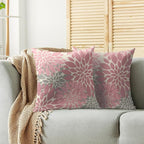 Pink Grey Gray Pillow Covers 16X16 Inch Set of 2, Dahlia Flower Spring Summer Floral Cream Decorative Throw Pillow Covers Outdoor Modern Farmhouse Cushion Case for Home Couch Sofa Bed Decor