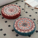 MOJUN Boho Floor Pillows Cushion, Round Meditation Floor Pillow Seating Cushion for Adults and Kids Bohemian Home Decorative Floor Cushions for Yoga Living Room Chair Tatami (Red, 17.7inch)