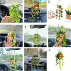 Crochet Hanging Basket, Boho Knitted Plant Mirror Hanger, Cute Car Plant Accessories (F)