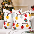 Christmas Embroidered Throw Pillow Covers Farmhouse Tufted Pillow Covers Winter Holiday Decorative Couch Covers 16x16 Christmas Lights Square Cushion Cases Set of 2 for Living Room Couch Sofa Bed