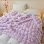 LIFEREVO Fluffy Faux Rabbit Fur Bubble Blanket, Plush Shaggy Throw for Couch Sofa, Cozy Furry Light Purple Bed Blanket Adult Kids Girls, Aesthetic Fuzzy Throw for Bedroom Living Room, 60x90, Lavender