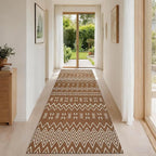 Boho Runner Rug for Kitchen 2x6 ft Washable Braided Rug,Non Slip Rubber Backed Faux Jute Rug,Cotton Entryway Runner Rugs Floor Carpet for Indoor Backdoor Bedroom,Brown/White