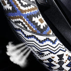 SEG Direct Steering Wheel Cover Handwoven Flax with Geometric Patterns, Anti-Slip & Breathable, Ethnic Style Steering Wheel Protector, Fits 14.5" - 15.25" Wheels