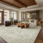 Washable Rugs for Living Room: 9x12 Area Rugs for Bedroom Ultral Soft Non-Slip Stain Resistant Vintage Boho Large Carpet for High-Traffic Dining Room - Farmhouse Decor