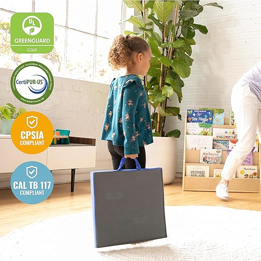 ECR4Kids SoftZone Square Floor Cushions with Handle, Flexible Seating, Blue, 6-Piece