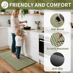 Kitchen Mats for Floor, Super Absorbent Kitchen Rugs Non Slip Washable, Rubber Backing Soft Chenille Braided Kitchen Runner Rug Standing Mat Sink Mat, Easy to Clean, Green 17"x30"