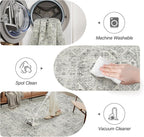 6x9 Area Rug for Living Room Floral Washable Non-Slip Gray Rugs for Bedroom Dinning Room Ultra-Thin Indoor Grey Rug