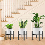 2PCS Adjustable Metal Plant Stand Black, Fits 8-13 Inch Heavy Duty Flower Pots Holder - Floor Single Plant Stands Indoor Outdoor for Corner Planter Outside Potted Plants (Pot Not Included)