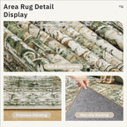 9x12 Area Rugs for Living Room, Non Slip Machine Washable Vintage Rugs, Low Pile Lightweight Large Rug for Bedroom, Dining Room, Home Office Olive