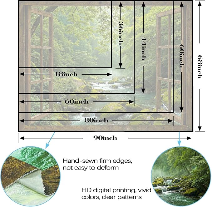 Accnicc Window Forest Tapestry Green Nature Jungle Wall Tapestry for Bedroom Aesthetic Rainforest Stream Outdoor Landscape Small Tapestries Wall Hanging for Dorm Living Room Decor 48 x 36 Inch