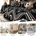 VClife Extra Large Couch Cover for Oversize Sofa Bohemian Sofa Slipcover, Aztec Geometric Chenille Sofa Cover Washable White Black Tribal Pattern Couch Protector Futon Cover 71" X 150"