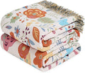 Boho Throw Blanket for Bed Cotton Spring Blankets Twin Size for Bedroom Living Room All Season Lightweight Floral Embroidery Quilt for Couch Sofa Chair 60"x80"
