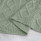 Homiest Cable Knit Throw Blanket and Pillow Set, Sage Green Set of 3, Knitted Throw (50"x60") & 2 Pillow Covers (18"x18"), Soft & Cozy Decorative for Couch Bed Sofa