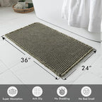 MIULEE Set of 2 Waffle Bathroom Rugs, Boho Bath Rugs Non Slip Washable, Super Absorbent Bath Mats, Ultra Soft Rubber Backed Shower Mats for Bathroom Floor, Tub and Shower, Green, 24x36 Inch