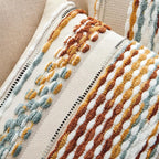 ANRODUO Pack of 2 Boho Decorative Throw Pillow Covers 18x18 Farmhouse Cushion Case Striped Chenille Pillow Cases Square Pillow Covers Accent Neutral Pillowcase for Sofa Couch Bed,Brown Stripe