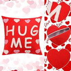 2 Pcs Tufted Valentine's Day Pillow Covers 18'' Red White Heart Throw Pillow Cases 3D Soft Plush Faux Fur Wool Couch Cushion Case for Chair Sofa Bedroom Living Room Home Decor