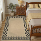 4x6 Jute Rug for Living Room: Farmhouse Indoor Outdoor Rug Washable with Non-Slip for Bedroom Patio Backyard Dining Room Home Office - Checkered Brown