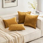 MIULEE 24x24 Inch Euro Sham Velvet Pillow Covers, Set of 2 Large Square Decorative Pillows -Dark Gold Super Soft for King Bed, Sofa, Couch, Accent Chairs with Hidden Zipper