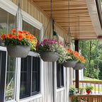 T4U Hanging Planters for Indoor Plants, 10 Inch Hanging Planter Outdoor 2 Pack, Hanging Basket with Drainage Holes, Hanging Plant Holder Indoor, Flower Pots, Plant Pots for Garden, Grey
