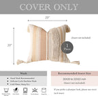 BlissBlush Decorative Throw Pillow Cover 20x20, Neutral Cream Boho Accent Pillowcase with Tufted Texture and Tassels, Beige Square Cushion for Sofa Couch Living Room (Cover Only)
