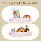 AELS Scalloped Nursery Bookshelf, Set of 4, Picture Ledge Shelf for Wall Decor, Woven Natural Fibre Floating Shelves for Books, Toys, Photo Frame, Nursery, Boho Modern Farmhouse Book Shelf, Pale Pink