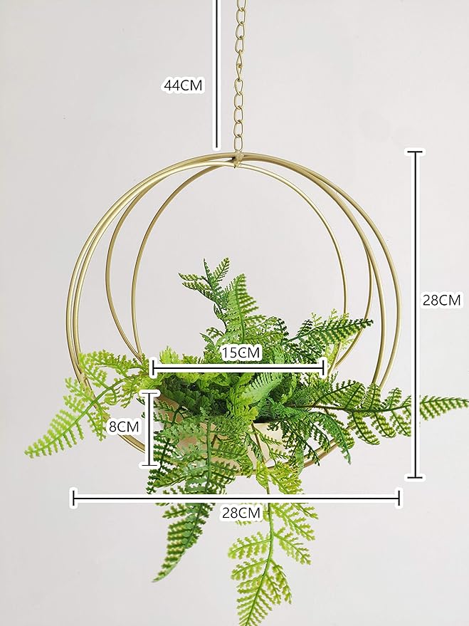 Boho Gold Metal Plant Hanger,Metal Geometric Hanging Planter, Modern Planter, Mid Century Air Plant Holder Stand, Minimalist Planter for Indoor Outdoor Home Wedding Decor
