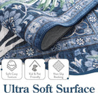 Moynesa Tiger Washable Area Rugs 8x10, Large Boho Rugs for Living Room, Vintage Non Slip Dining Room Rugs for Under Table, Ultra Thin Soft Floor Carpet for Office Bedroom, Blue
