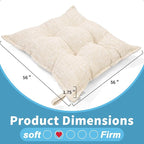 SINSOSSO Large Floor Pillows 22", Thickened Bite-Size Memory Foam Square Non-Slip Cushions for Office Back Support/Yoga/Chair Seat, Fashionable Color-Blocked Fabric & Washable, Beige, 2 PCS