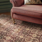 8x10 Area Rugs for Living Room Bedroom, Large Washable Christmas Rug, Vintage Oriental Boho Rug, Non Slip & Low Pile Faux Wool Thin Carpet for Indoor Dining Room and Kids Room(Red 8x10ft)