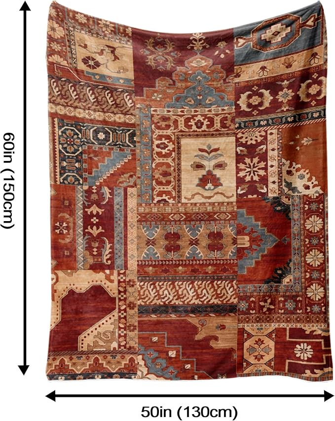 Aipon Boho Aztec Throw Blanket 50"x 60", Western Indian Native American Blanket Southwestern Decor, Brown Soft Cozy Lightweight Throws Blankets Gifts for Women Men Couch Bed Sofa Chair