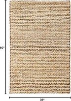 Dash & Albert Jute Handwoven Natural Rug, 3 X 5 Feet, Tan Solid Pattern