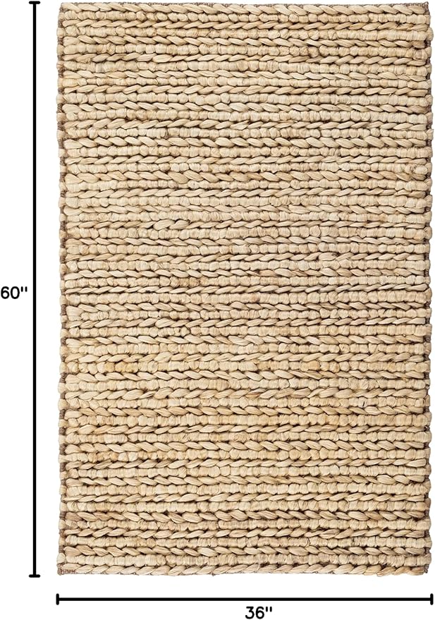 Dash & Albert Jute Handwoven Natural Rug, 3 X 5 Feet, Tan Solid Pattern