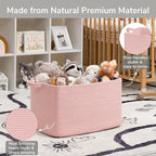 Goodpick Large Blanket Basket, Woven Baskets for Storage, Large Baskets for Organizing, Rectangle Toy Basket for Nursery, Bedroom, 21.6" x 14.9" x 11.8", Pink