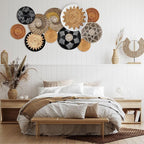 11 Pcs Boho Hanging Wall Basket Decor Handmade Woven Basket Wall Decorative Boho Wicker Baskets Placemats Round Farmhouse Bulrush Art for Rustic Home Decorations Christmas Gift(Stylish)