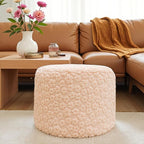Ottoman Foot Rest Stuffed Round Boho Floor Poof Seating Armchair Ottoman Foot Stool Floor Cushion Bean Bag Pouf 18x18x14 Inch Pink