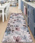 DEXI Kitchen Mats for Floor, 23x59, Cushioned Standing Mat Anti Fatigue, Wide Waterproof Comfort Floral Padded for Laundry Room Office, Pink and Teal