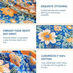 Boho Throw Blanket - 100% Cotton Ultra Soft Muslin Spring Blanket, 60"x80" Lightweight Floral Bird Framhouse Bedding Blanket for Bed, All Season Blue Bohemian Bedroom Home Decor Quilt