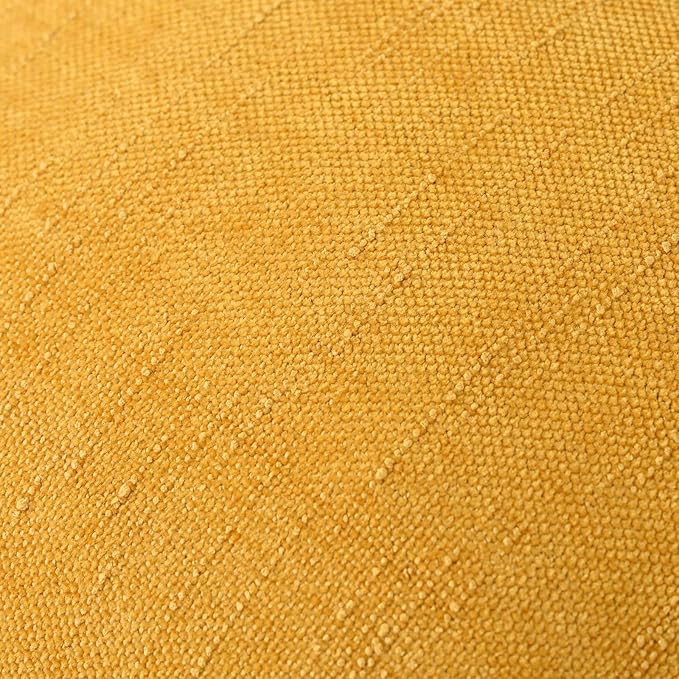 Set of 4 Soft Textured Decorative Throw Pillow Covers 18x18 Inch Cozy Farmhouse Cushion Cover Square Accent Pillow Cases for Bed Couch Sofa Living Room, Mustard Yellow