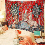 FEASRT Medieval Princess Tapestry - European Royal Tapestry The Maiden and The Unicorn - 80x60 inch for Bedroom, Living Room, Dorm Decoration