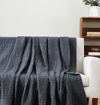 VHC Brands 100% Cotton Waffle Weave King Blanket 108"x90", Decorative Lightweight Spring and Summer Throw Blanket, Bedroom Decor for Bed, Couch, or Sofa, Dark Grey